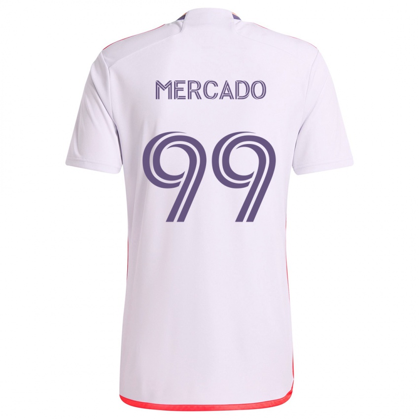 Bambino Maglia Carlos Mercado #99 Bianco Rosso Viola Kit Gara Away 2024/25 Maglietta