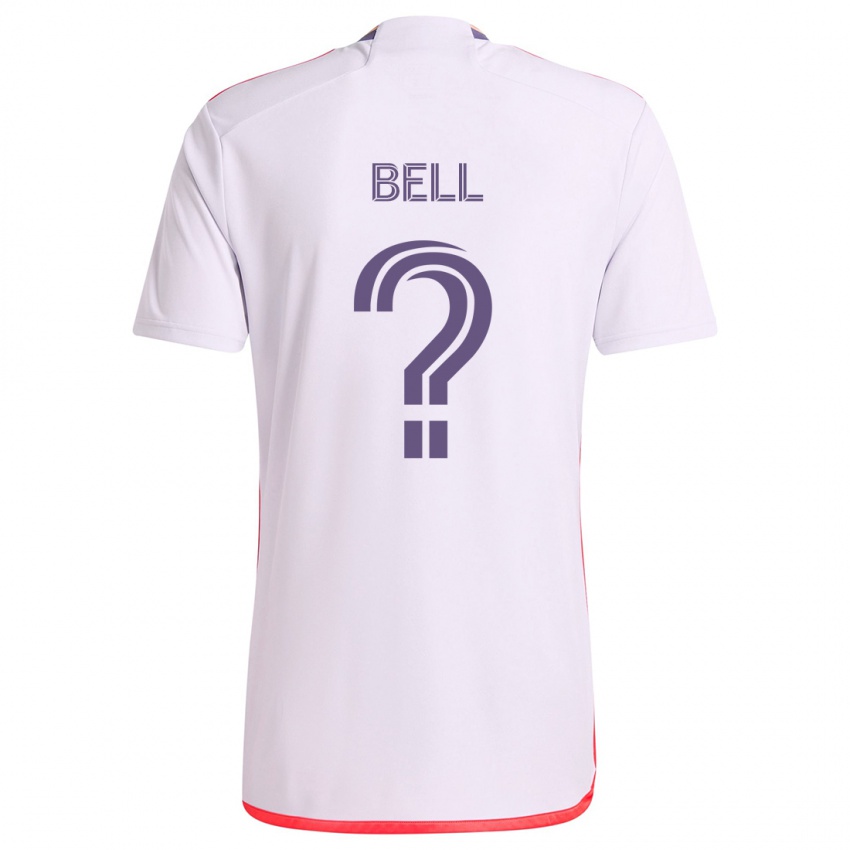 Bambino Maglia Dominic Bell #0 Bianco Rosso Viola Kit Gara Away 2024/25 Maglietta