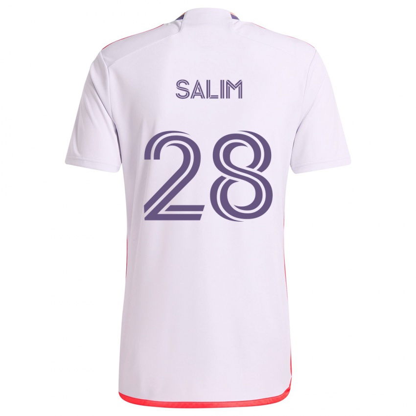 Bambino Maglia Abdi Salim #28 Bianco Rosso Viola Kit Gara Away 2024/25 Maglietta