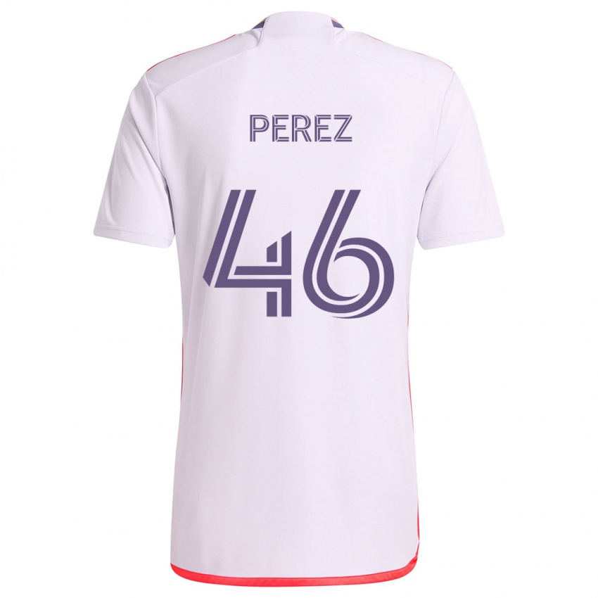 Bambino Maglia Franco Pérez #46 Bianco Rosso Viola Kit Gara Away 2024/25 Maglietta