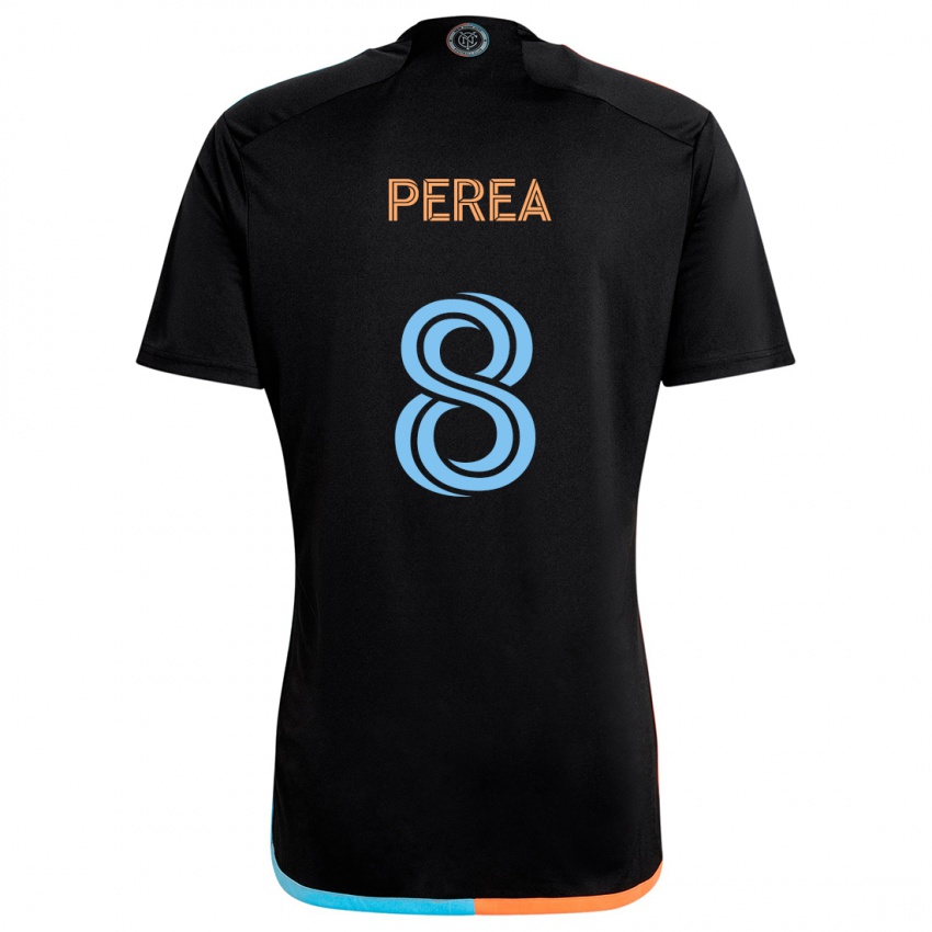 Bambino Maglia Andrés Perea #8 Nero Arancione Blu Kit Gara Away 2024/25 Maglietta