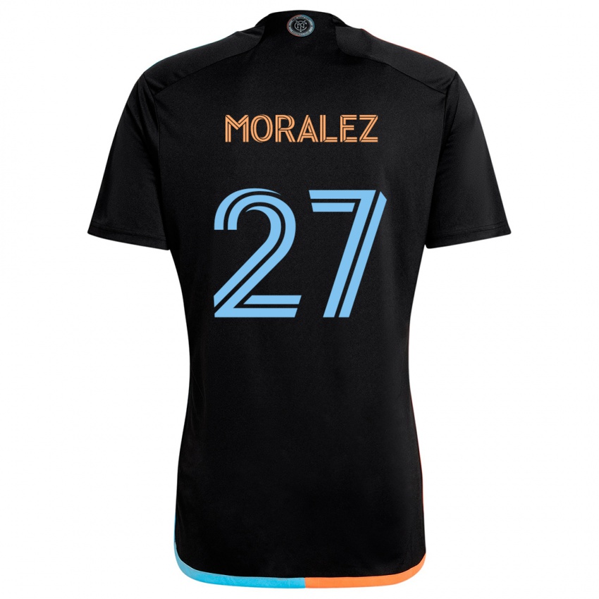 Bambino Maglia Maxi Moralez #27 Nero Arancione Blu Kit Gara Away 2024/25 Maglietta