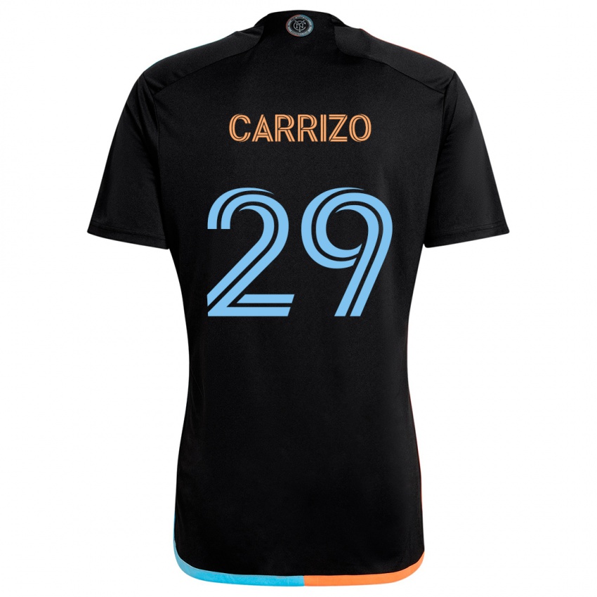 Bambino Maglia Máximo Carrizo #29 Nero Arancione Blu Kit Gara Away 2024/25 Maglietta