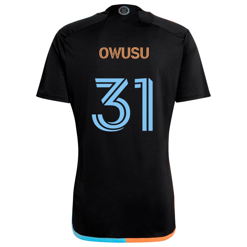 Bambino Maglia Samuel Owusu #31 Nero Arancione Blu Kit Gara Away 2024/25 Maglietta