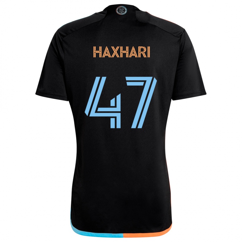 Bambino Maglia Klevis Haxhari #47 Nero Arancione Blu Kit Gara Away 2024/25 Maglietta