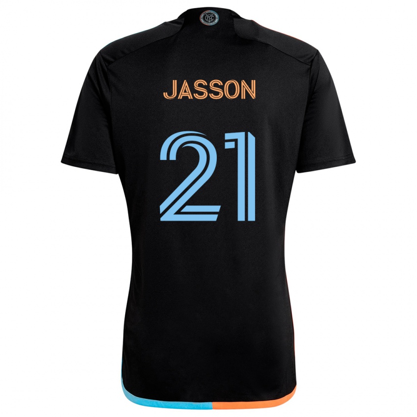 Bambino Maglia Andres Jasson #21 Nero Arancione Blu Kit Gara Away 2024/25 Maglietta