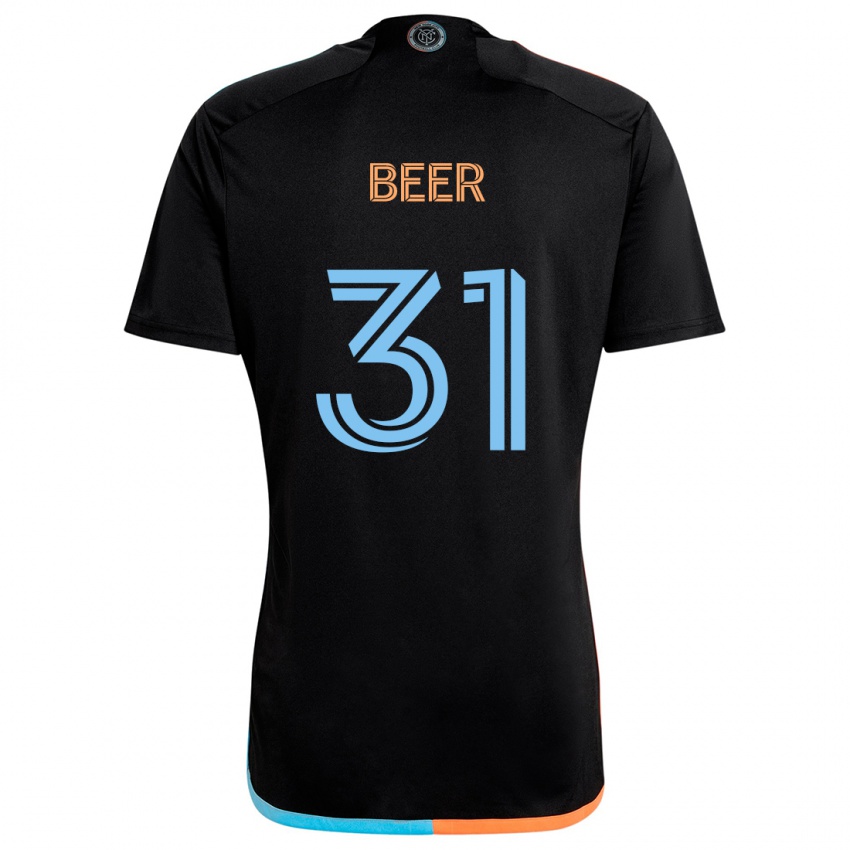 Bambino Maglia Jack Beer #31 Nero Arancione Blu Kit Gara Away 2024/25 Maglietta