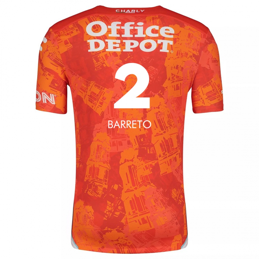 Bambino Maglia Sergio Barreto #2 Arancione Bianco Kit Gara Away 2024/25 Maglietta