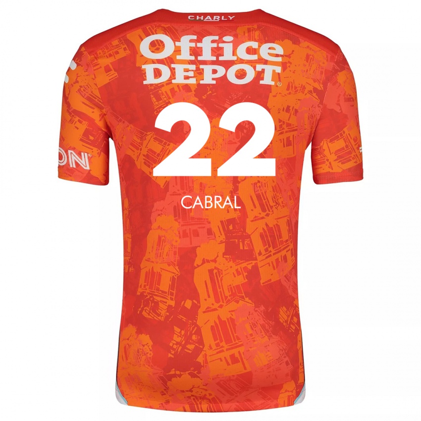 Bambino Maglia Gustavo Cabral #22 Arancione Bianco Kit Gara Away 2024/25 Maglietta