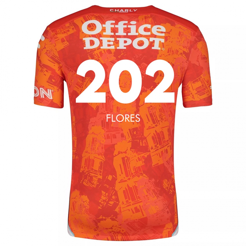 Bambino Maglia Luis Flores #202 Arancione Bianco Kit Gara Away 2024/25 Maglietta