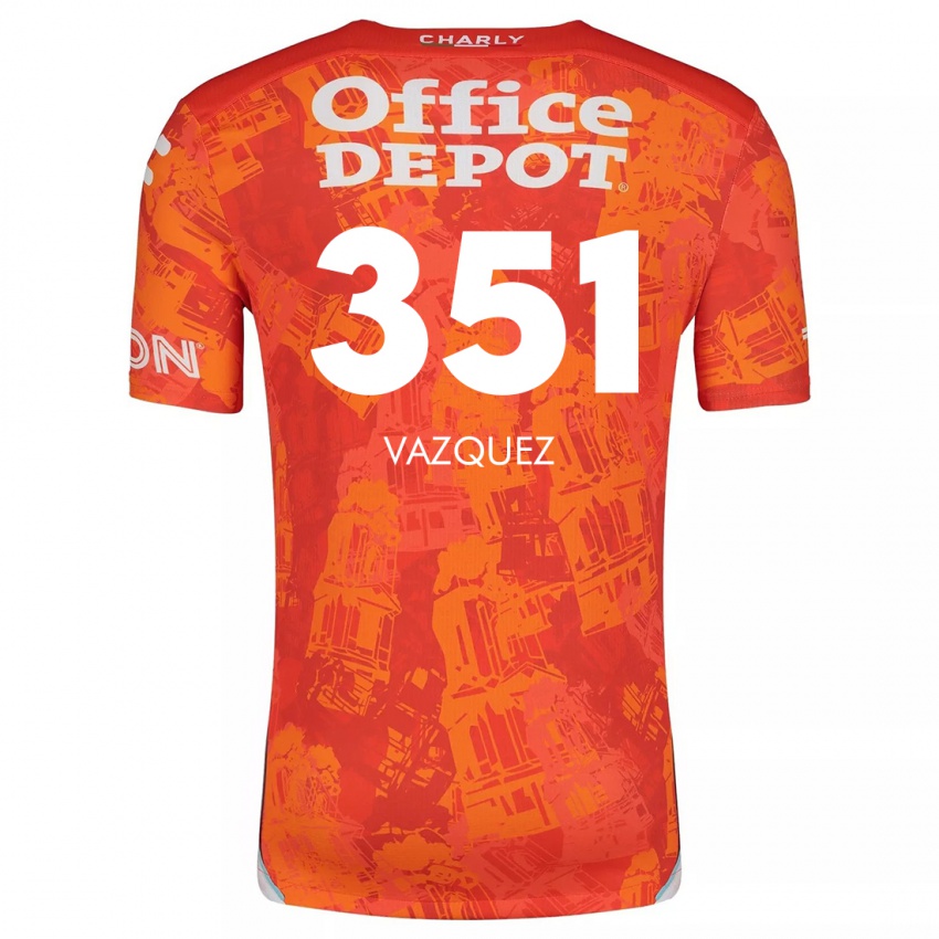 Bambino Maglia Maximo Vázquez #351 Arancione Bianco Kit Gara Away 2024/25 Maglietta