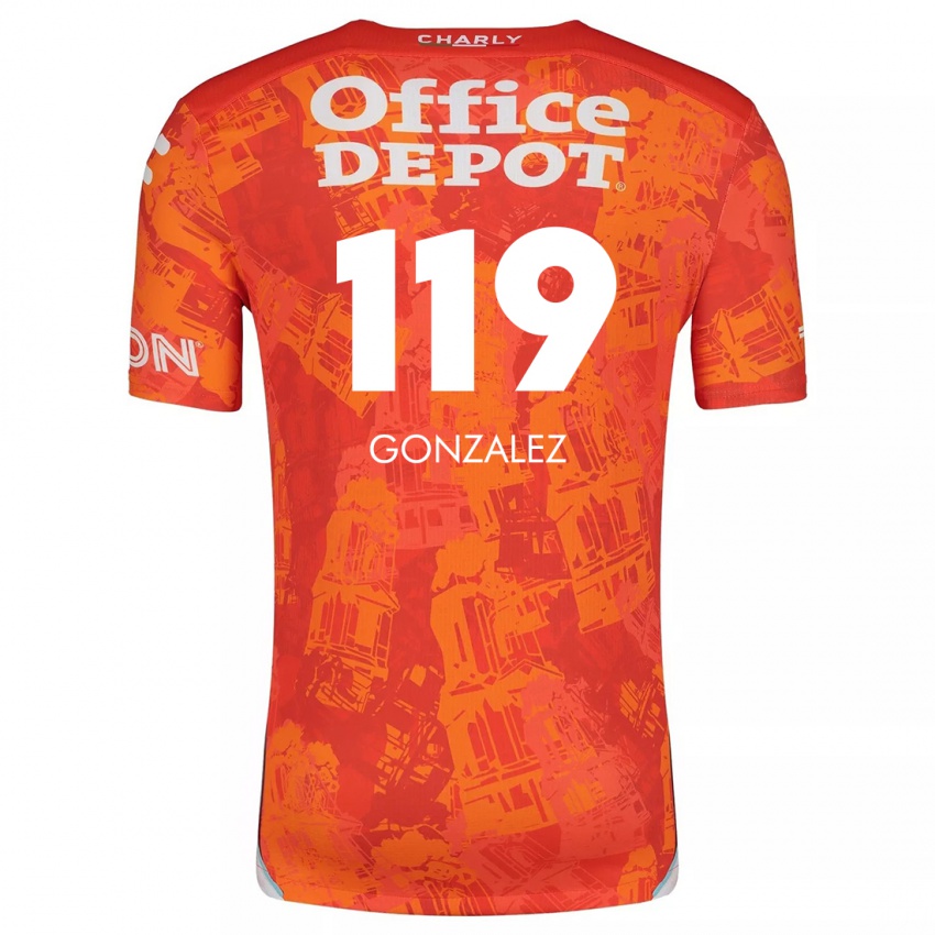 Bambino Maglia Juan González #119 Arancione Bianco Kit Gara Away 2024/25 Maglietta