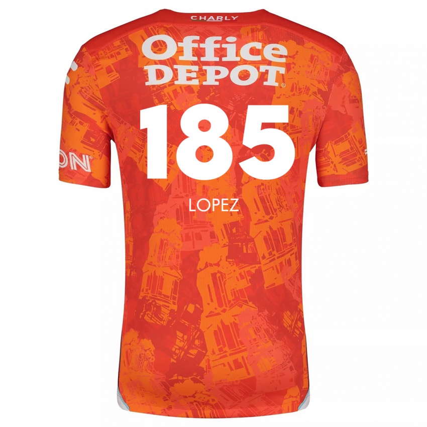 Bambino Maglia René López #185 Arancione Bianco Kit Gara Away 2024/25 Maglietta