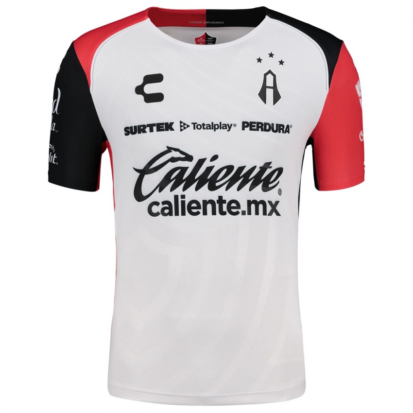 Bambino Maglia Juan Martín #0 Bianco Rosso Nero Kit Gara Away 2024/25 Maglietta