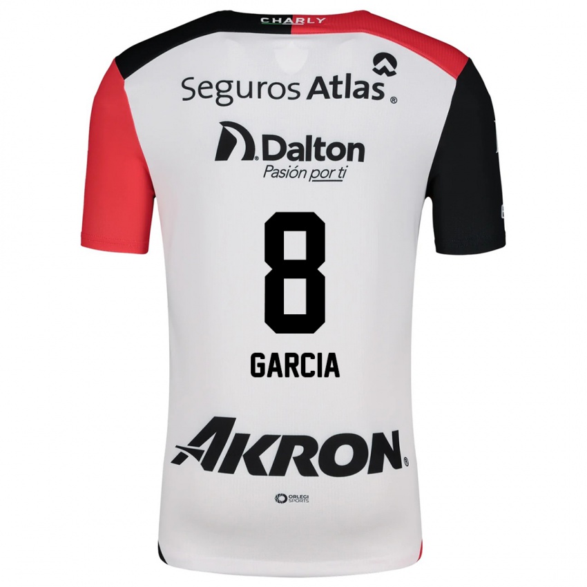 Bambino Maglia Mateo García #8 Bianco Rosso Nero Kit Gara Away 2024/25 Maglietta