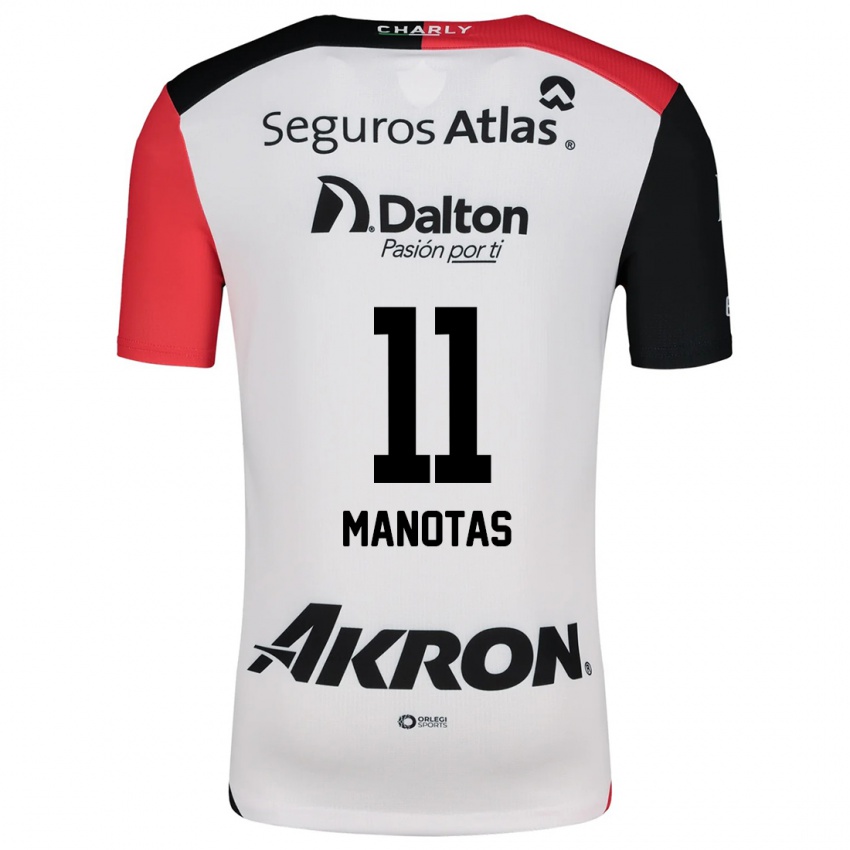 Bambino Maglia Mauro Manotas #11 Bianco Rosso Nero Kit Gara Away 2024/25 Maglietta