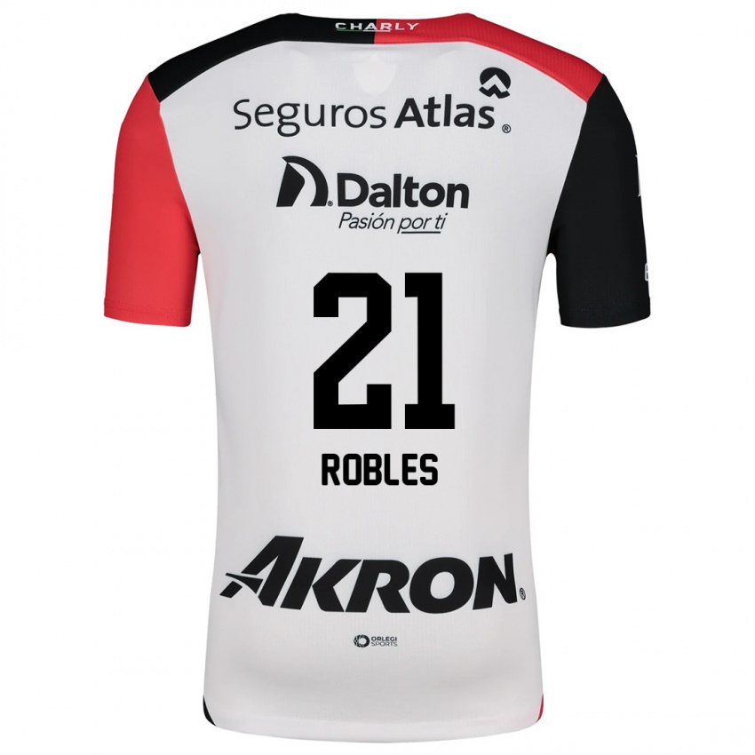 Bambino Maglia Carlos Robles #21 Bianco Rosso Nero Kit Gara Away 2024/25 Maglietta