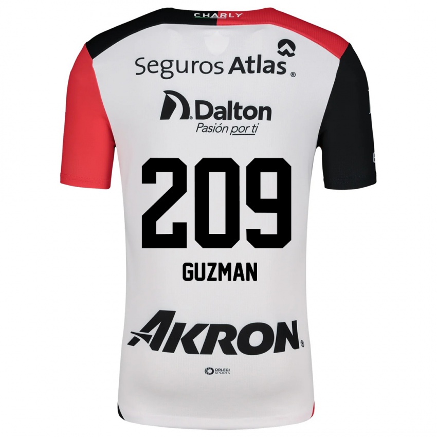 Bambino Maglia Jorge Guzmán #209 Bianco Rosso Nero Kit Gara Away 2024/25 Maglietta