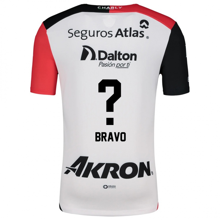 Bambino Maglia Alejandro Bravo #0 Bianco Rosso Nero Kit Gara Away 2024/25 Maglietta