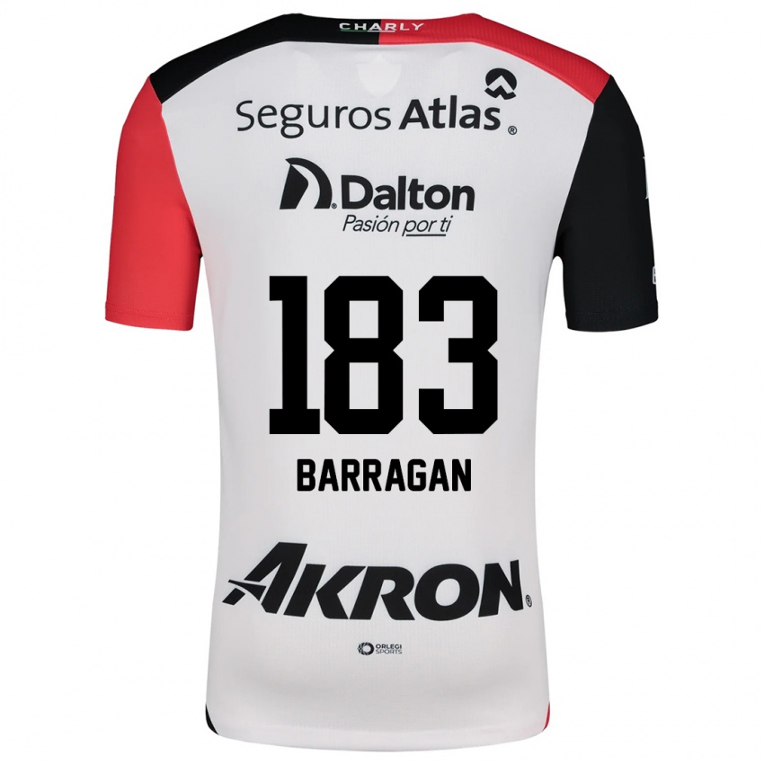 Bambino Maglia Roberto Barragán #183 Bianco Rosso Nero Kit Gara Away 2024/25 Maglietta