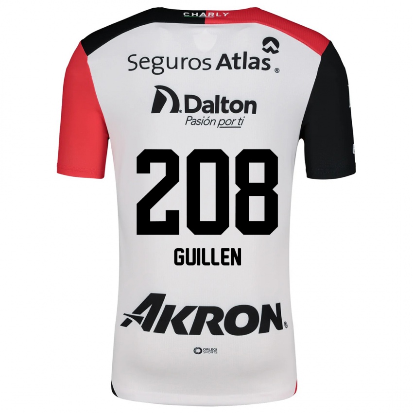 Bambino Maglia Jesús Guillén #208 Bianco Rosso Nero Kit Gara Away 2024/25 Maglietta