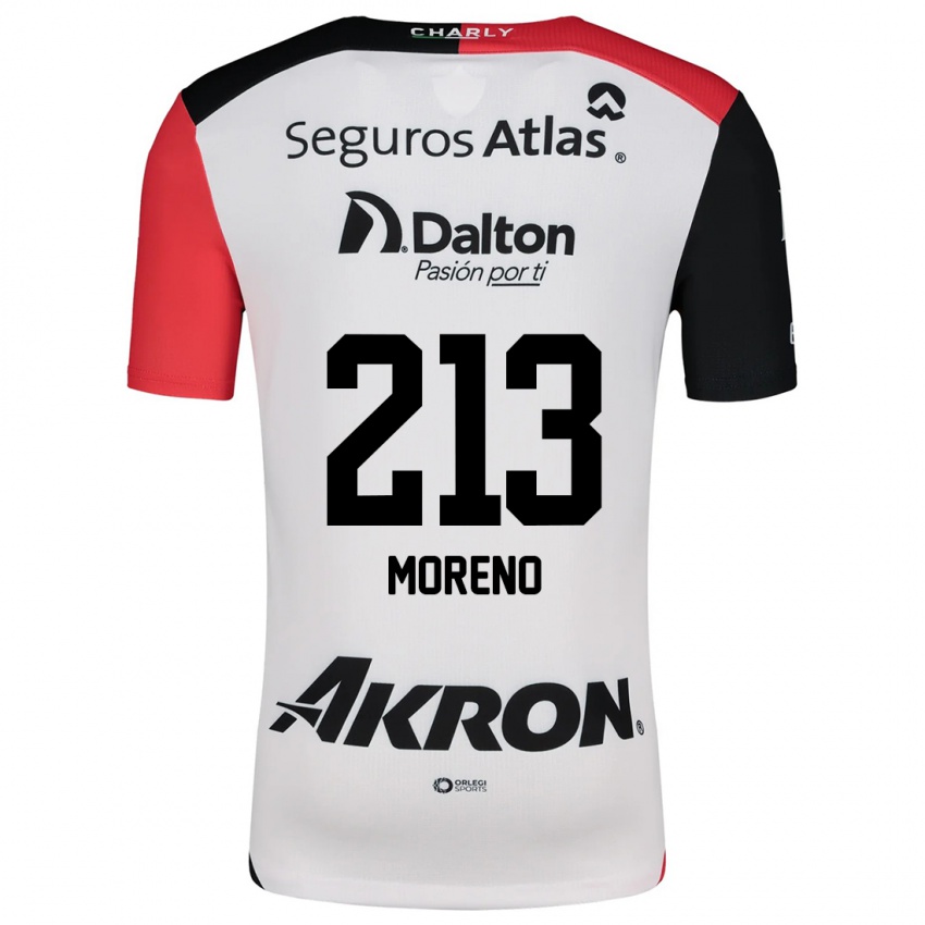 Bambino Maglia Eduardo Moreno #213 Bianco Rosso Nero Kit Gara Away 2024/25 Maglietta