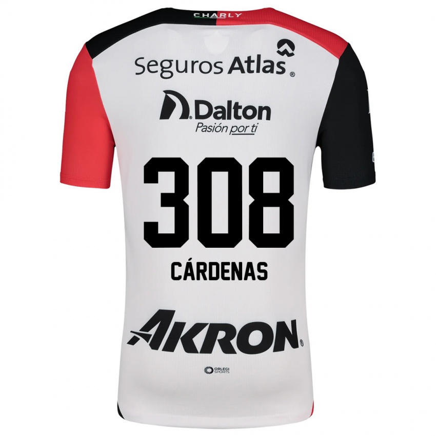 Bambino Maglia Rodrigo Cárdenas #308 Bianco Rosso Nero Kit Gara Away 2024/25 Maglietta