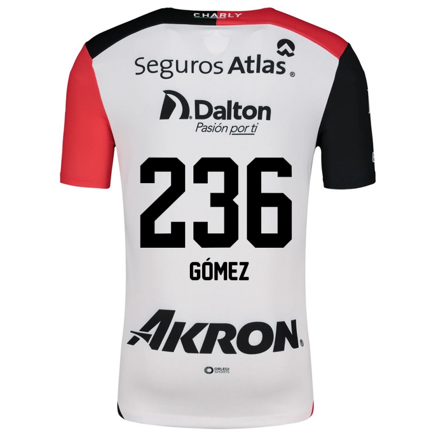 Bambino Maglia José Gómez #236 Bianco Rosso Nero Kit Gara Away 2024/25 Maglietta