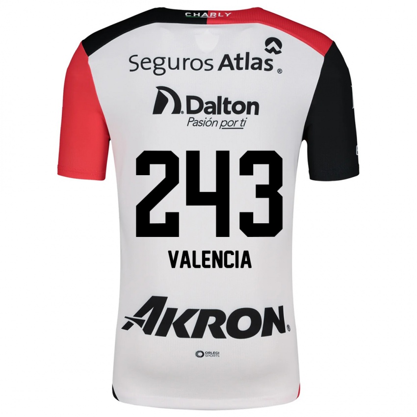 Bambino Maglia Luis Valencia #243 Bianco Rosso Nero Kit Gara Away 2024/25 Maglietta