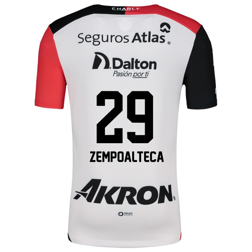 Bambino Maglia Karla Zempoalteca #29 Bianco Rosso Nero Kit Gara Away 2024/25 Maglietta