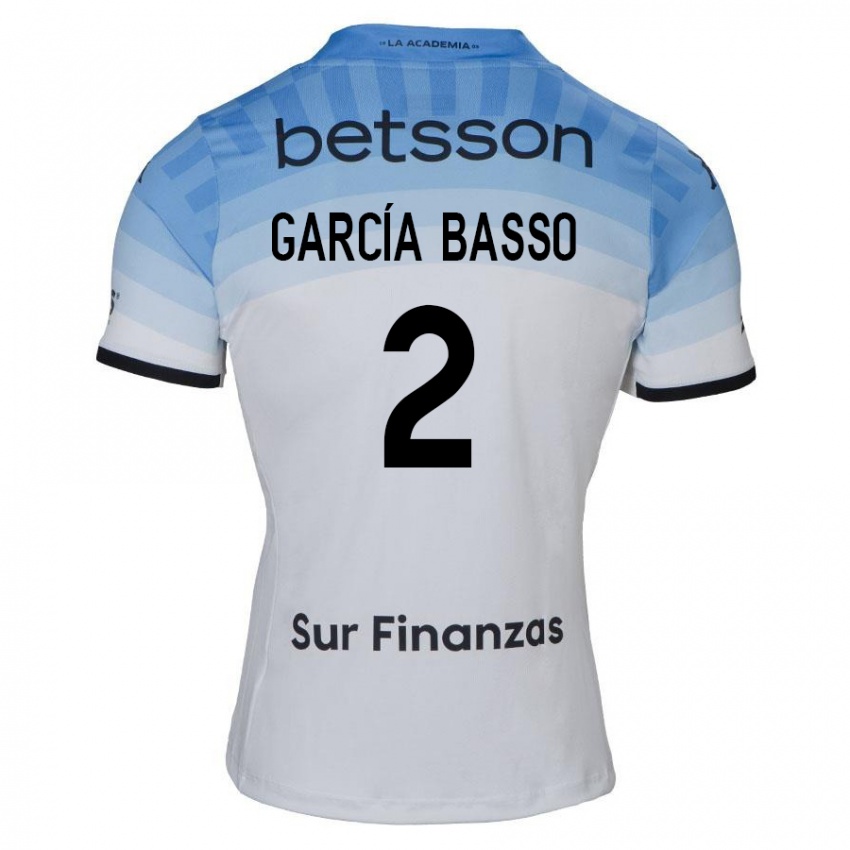 Bambino Maglia Agustín García Basso #2 Bianco Blu Nero Kit Gara Away 2024/25 Maglietta