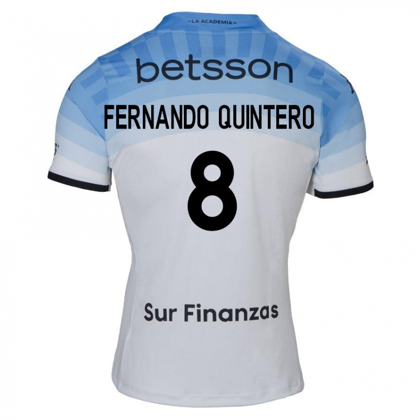 Bambino Maglia Juan Fernando Quintero #8 Bianco Blu Nero Kit Gara Away 2024/25 Maglietta