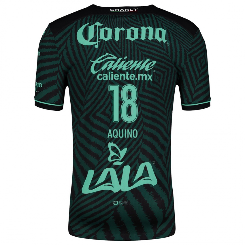 Bambino Maglia Pedro Aquino #18 Nero Verde Kit Gara Away 2024/25 Maglietta