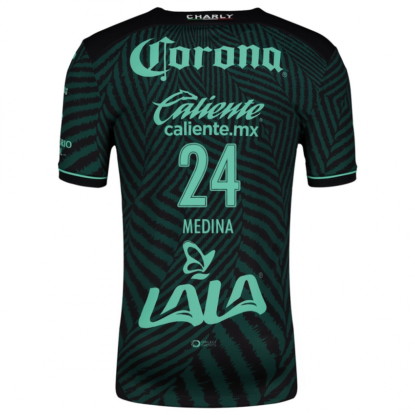 Bambino Maglia Diego Medina #24 Nero Verde Kit Gara Away 2024/25 Maglietta