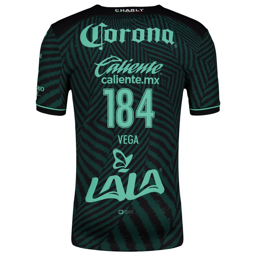 Bambino Maglia Luis Vega #184 Nero Verde Kit Gara Away 2024/25 Maglietta