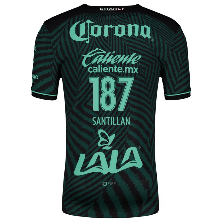 Bambino Maglia Emilio Santillán #187 Nero Verde Kit Gara Away 2024/25 Maglietta