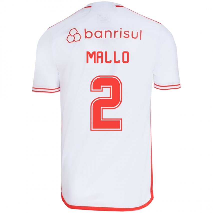 Bambino Maglia Hugo Mallo #2 Bianco Rosso Kit Gara Away 2024/25 Maglietta