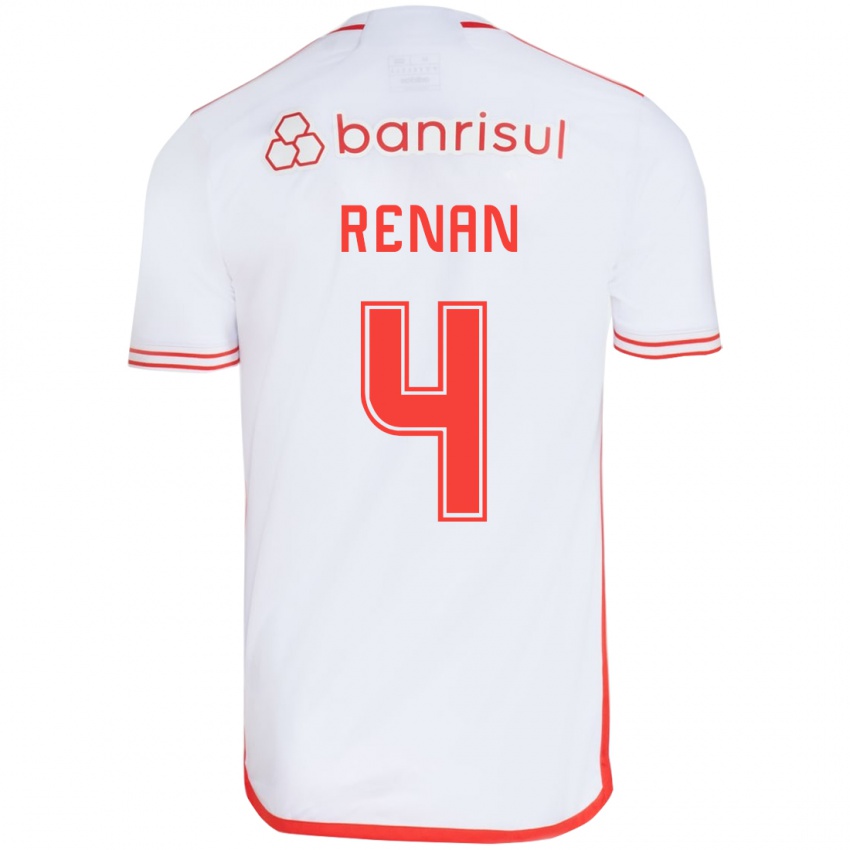 Bambino Maglia Robert Renan #4 Bianco Rosso Kit Gara Away 2024/25 Maglietta