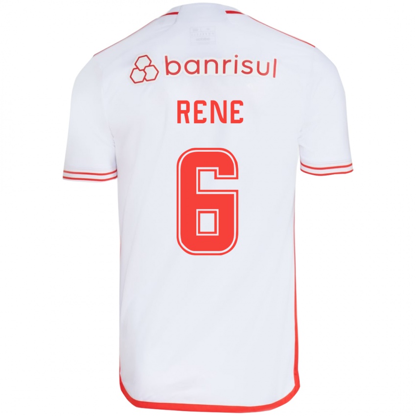 Bambino Maglia Rene #6 Bianco Rosso Kit Gara Away 2024/25 Maglietta