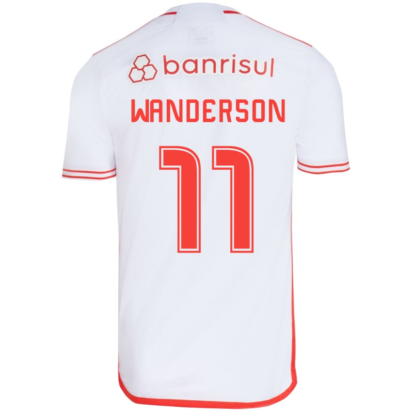 Bambino Maglia Wanderson #11 Bianco Rosso Kit Gara Away 2024/25 Maglietta