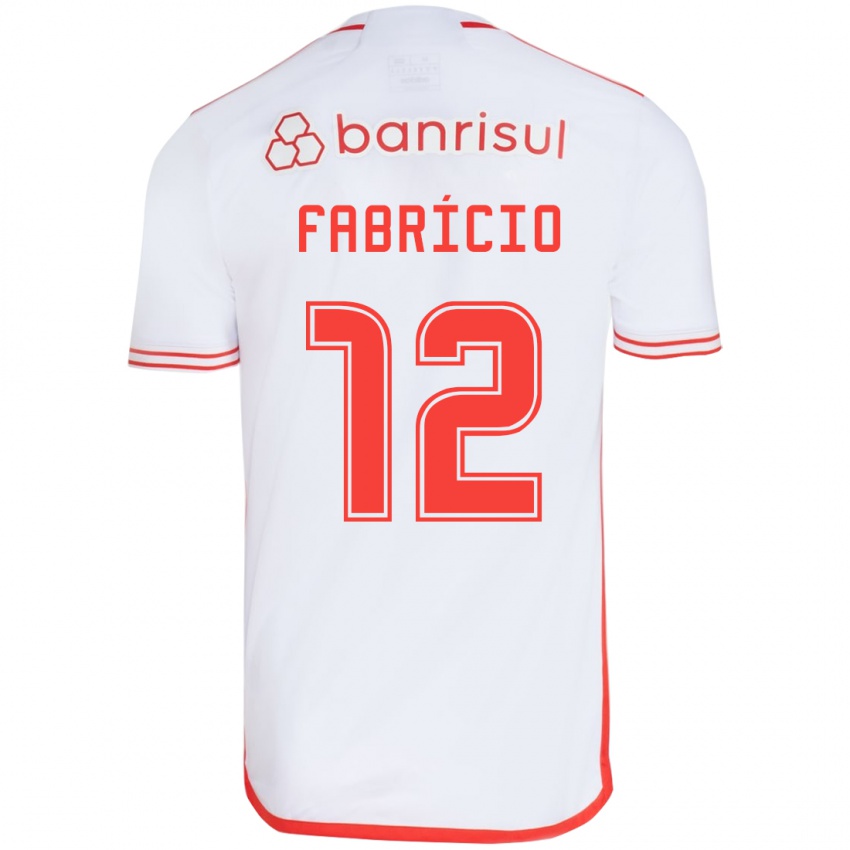 Bambino Maglia Fabrício #12 Bianco Rosso Kit Gara Away 2024/25 Maglietta