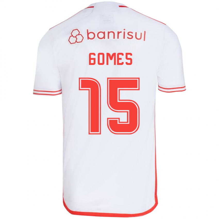 Bambino Maglia Bruno Gomes #15 Bianco Rosso Kit Gara Away 2024/25 Maglietta