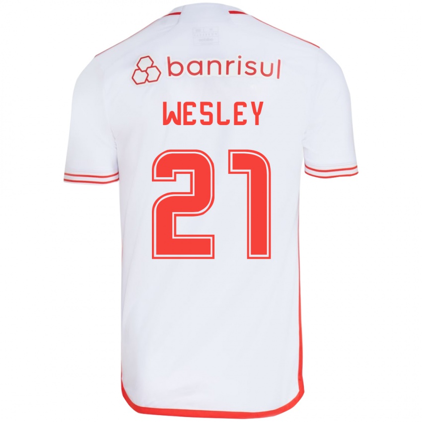 Bambino Maglia Wesley #21 Bianco Rosso Kit Gara Away 2024/25 Maglietta