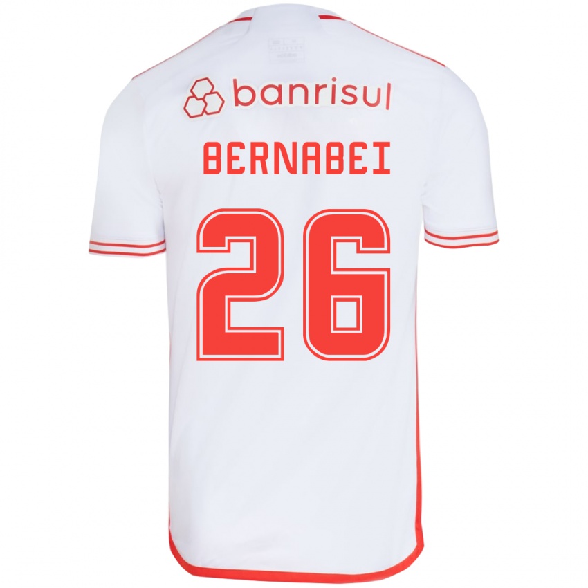 Bambino Maglia Alexandro Bernabéi #26 Bianco Rosso Kit Gara Away 2024/25 Maglietta