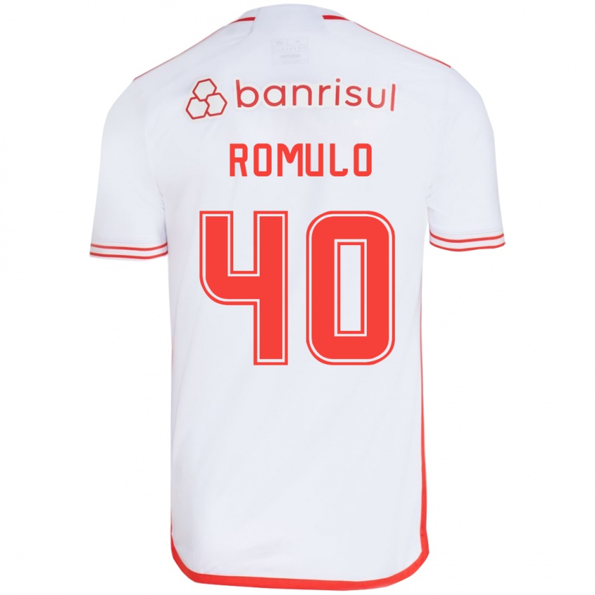 Bambino Maglia Rômulo #40 Bianco Rosso Kit Gara Away 2024/25 Maglietta