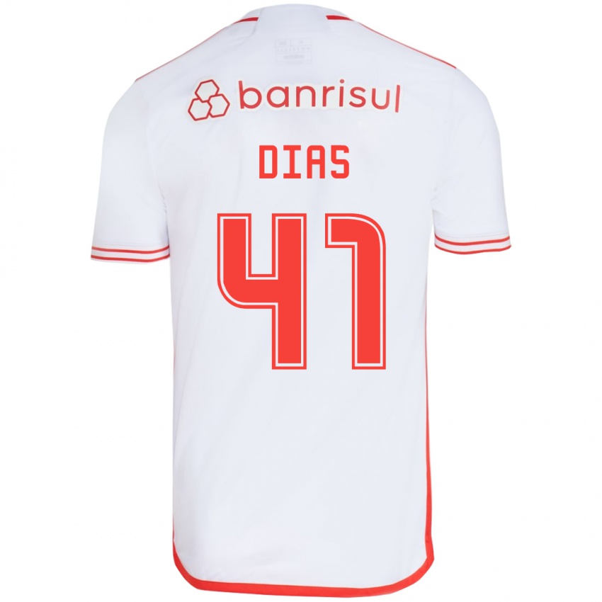 Bambino Maglia Matheus Dias #41 Bianco Rosso Kit Gara Away 2024/25 Maglietta