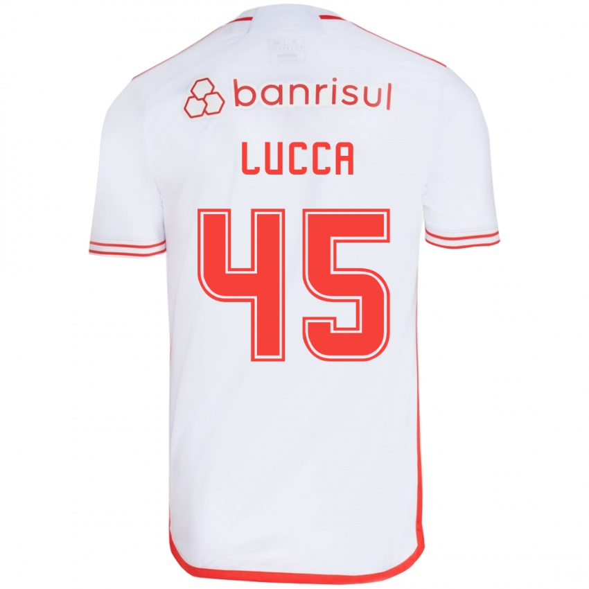 Bambino Maglia Lucca #45 Bianco Rosso Kit Gara Away 2024/25 Maglietta