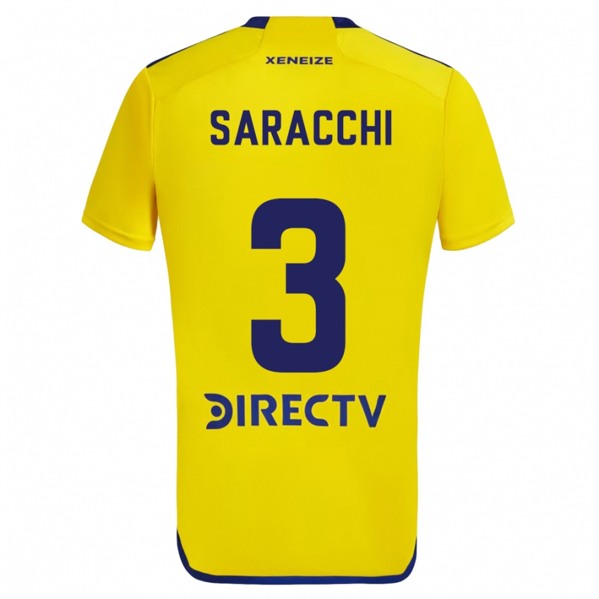 Bambino Maglia Marcelo Saracchi #3 Giallo Blu Kit Gara Away 2024/25 Maglietta