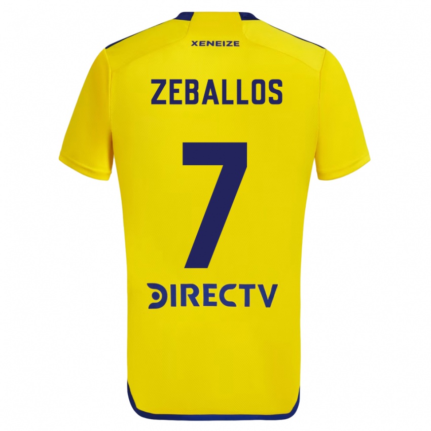 Bambino Maglia Exequiel Zeballos #7 Giallo Blu Kit Gara Away 2024/25 Maglietta