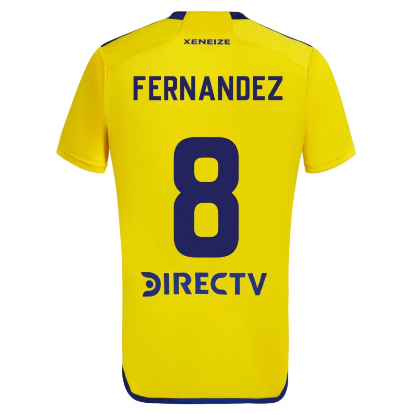 Bambino Maglia Pol Fernández #8 Giallo Blu Kit Gara Away 2024/25 Maglietta